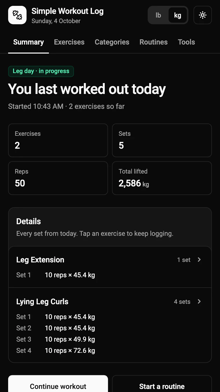 Simple Workout Log - 市面上最出色的极简健身追踪器 产品图片 7