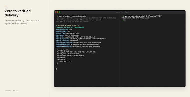Sparrow - 自托管 Webhook 推送服务。单一二进制文件，仅需 PostgreSQL。 产品图片 12