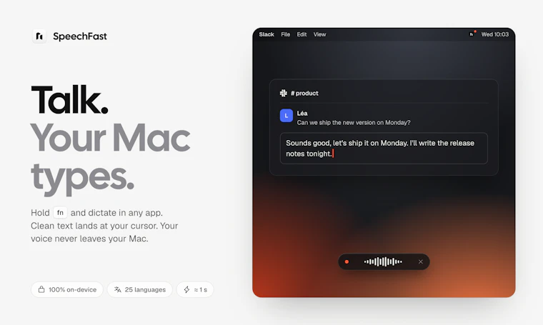 SpeechFast - Mac 专属本地语音输入工具 产品图片 6