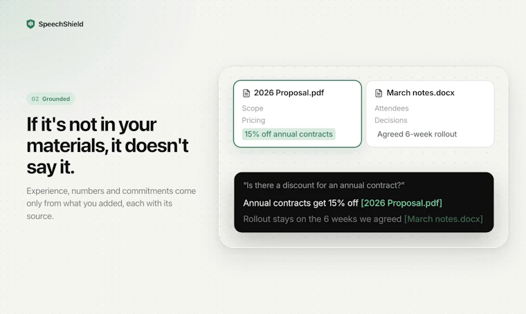 SpeechShield - 专为 Mac 打造的实时面试与会议助手，灵感源自你的简历 产品图片 3