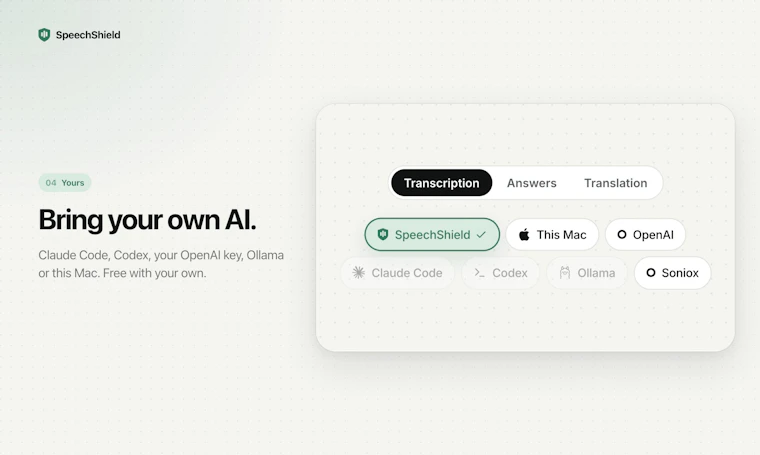 SpeechShield - 专为 Mac 打造的实时面试与会议助手，灵感源自你的简历 产品图片 5