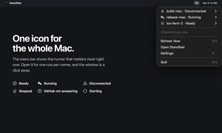 Standfast - 轻松掌握 Mac 托管 GitHub Actions 运行器的任务状态 产品图片 4