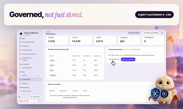 SuperLocalMemory - 基于Laya、Jev与Google Gemma的AI代理记忆系统 产品图片 11