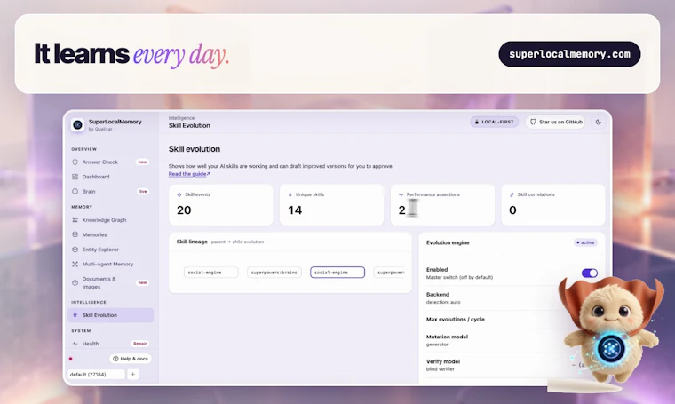 SuperLocalMemory - 基于Laya、Jev与Google Gemma的AI代理记忆系统 产品图片 6