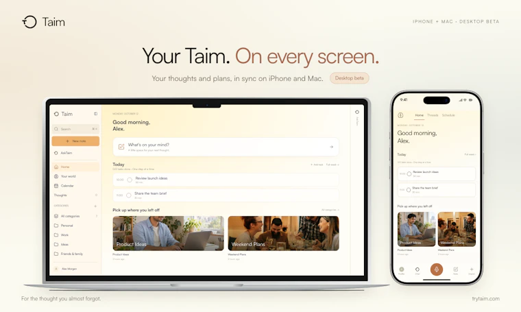 Taim - 你的思维捕捉助手，与AI无缝同步。 产品图片 6