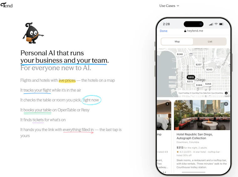 Tend - 面向企业与创业者的专属AI助手。 产品图片 2