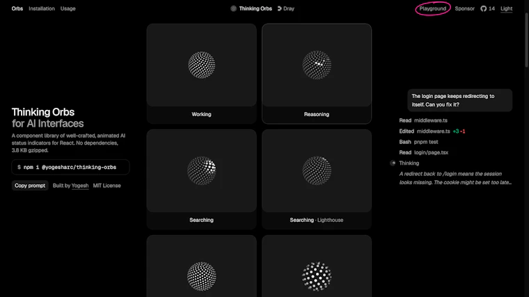 Thinking Orbs - 面向 React 的 AI 状态指示动画组件库 产品图片 2
