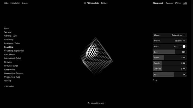 Thinking Orbs - 面向 React 的 AI 状态指示动画组件库 产品图片 3