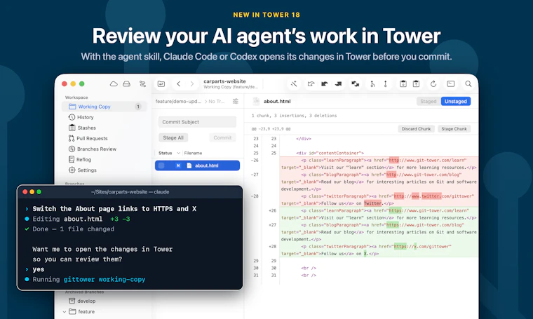 Tower 18 for Mac - 功能最强大的 Git 客户端，带来更优的命令行体验 产品图片 3