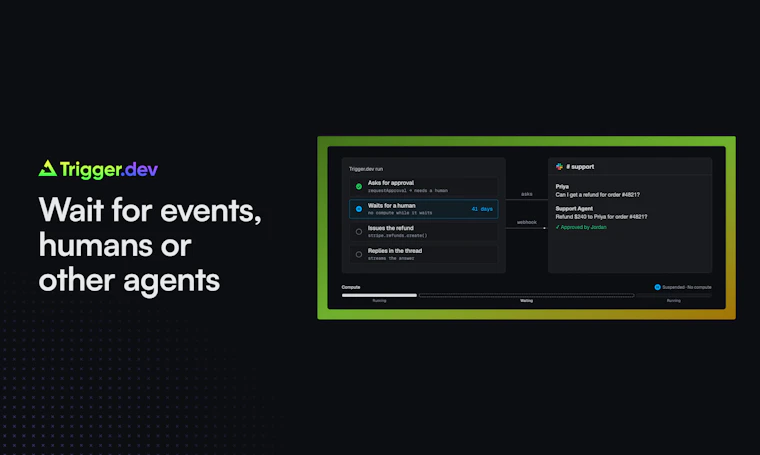 Trigger.dev: Webhooks for your AI agents - 通过 Slack、Supabase 及 50 多种其他服务运行 AI 智能体 产品图片 5