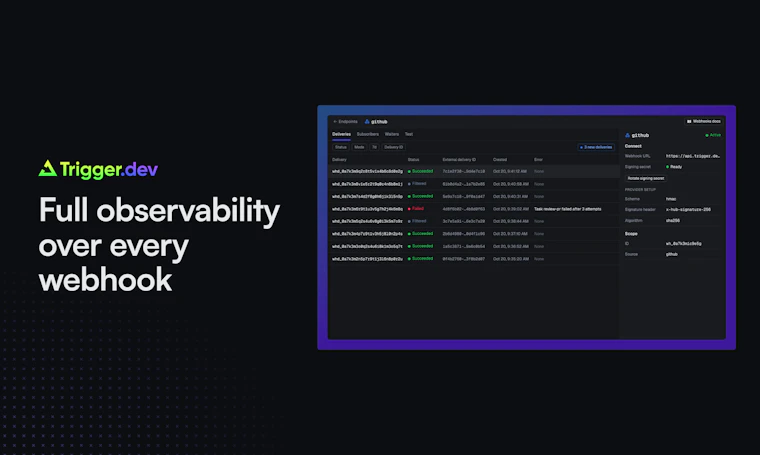 Trigger.dev: Webhooks for your AI agents - 通过 Slack、Supabase 及 50 多种其他服务运行 AI 智能体 产品图片 6