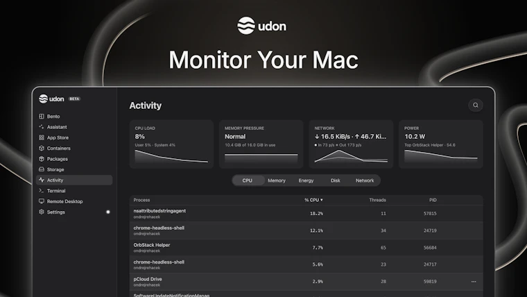 Udon - 为Mac家庭服务器打造的AI系统管理员控制面板 产品图片 6