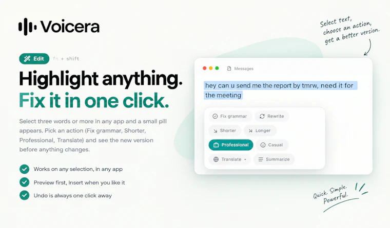 Voicera - 将自然语音转化为精炼文字，AI加持更臻完美 产品图片 3