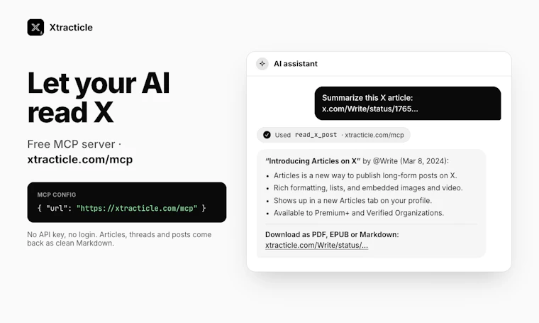 Xtracticle - 将 X 文章与长串推文一键保存为 PDF、Markdown 或 EPUB 产品图片 3