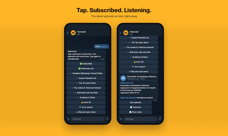 Yourcast 2.0 - 电报内直达：AI摘要配点击跳转时间戳，收听更精准 产品图片 3